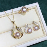 Freshwater Pearl 8-9mm Pendant/Earrings/Ring Set
