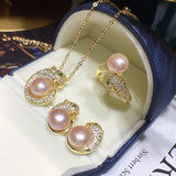Freshwater Pearl Leopard Hook 8-9mm Set Gray/Pink/Yellow/Purple