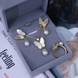 Freshwater Pearl Rice Shell Ring/Earrings/Pendant Set