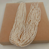 Mini Rice Freshwater Pearl Beads, Oval Shape, 3-4mm Strand