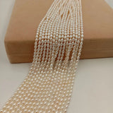 Mini Rice Freshwater Pearl Beads, Oval Shape, 3-4mm Strand