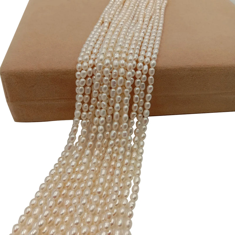 Mini Rice Freshwater Pearl Beads, Oval Shape, 3-4mm Strand