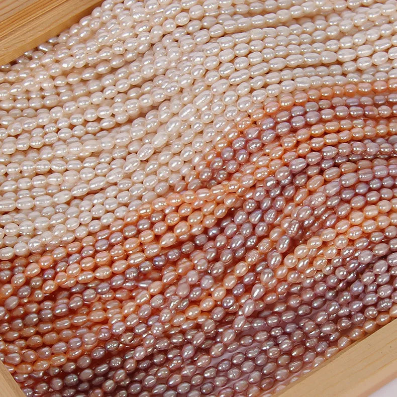 Freshwater Pearl Loose Beads 7-8mm Rice Pink Purple for Jewelry Making