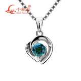 4mm CZ Stone Heart Shape Pendant with 925 Silver Necklace