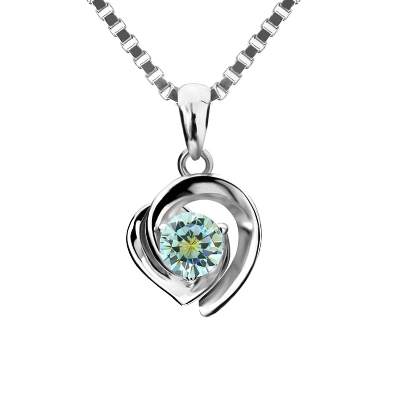 4mm CZ Stone Heart Shape Pendant with 925 Silver Necklace