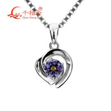 4mm CZ Stone Heart Shape Pendant with 925 Silver Necklace