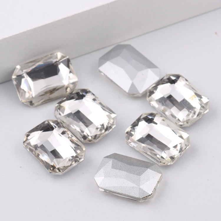 128pcs Rectangle Crystal Glass Fancy Stones Beads DIY Accessories