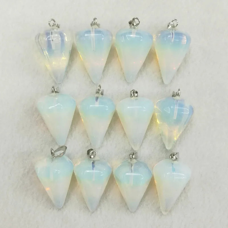Opal Natural Stone Pendulum Cone Pendants Stone Charms Pendant 12pcs