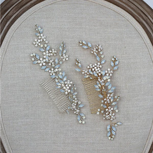 Opal Rhinestone Bride Hair Comb Wedding Headdress
