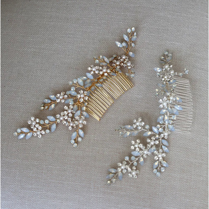 Opal Rhinestone Bride Hair Comb Wedding Headdress