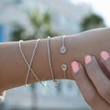 Open Cuff Bangle Bracelet - Double Sided Cubic Zirconia Wire Bangles