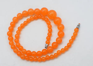 Orange Jade 6-14mm Round Necklace 18-Inch FPPJ Beads Nature