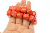 Orange Red Coral Pillar Bracelet 12-16mm