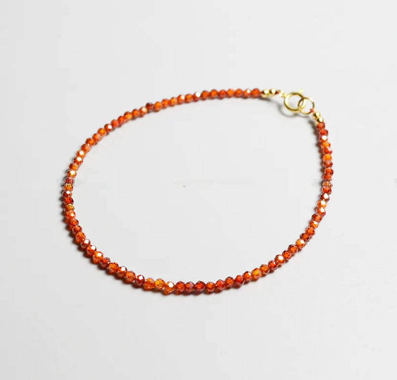 Orange Red Zircon Round Faceted 2mm/3mm/4mm Bracelet Beads Gemstone
