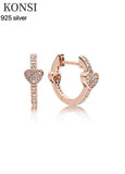 925 Sterling Silver Heart Crystal Stud Earrings Wedding Gift