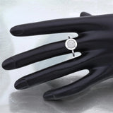 925 Sterling Silver Pan Ring with Logo and Rose Love Large Zircon