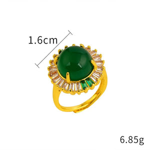 24K Wedding Women's Ring Emerald Rhinestone Crystal Vintage Jewelry
