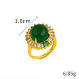 24K Wedding Women's Ring Emerald Rhinestone Crystal Vintage Jewelry