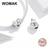Love and Peace Beads Retro Heart Charm 925 Sterling Silver Bracelet Pendant