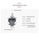 Halloween Owl Charm 925 Sterling Silver DIY Bead for Bracelet Making