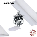 Halloween Owl Charm 925 Sterling Silver DIY Bead for Bracelet Making