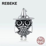 Halloween Owl Charm 925 Sterling Silver DIY Bead for Bracelet Making