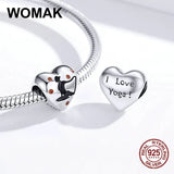 Yoga Position Heart Charm for Bracelet 925 Sterling Silver Jewelry DIY