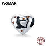 Yoga Position Heart Charm for Bracelet 925 Sterling Silver Jewelry DIY