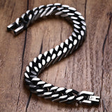 Stainless Steel Cuban Link Bracelet Men Chain Handchain Retro Charm