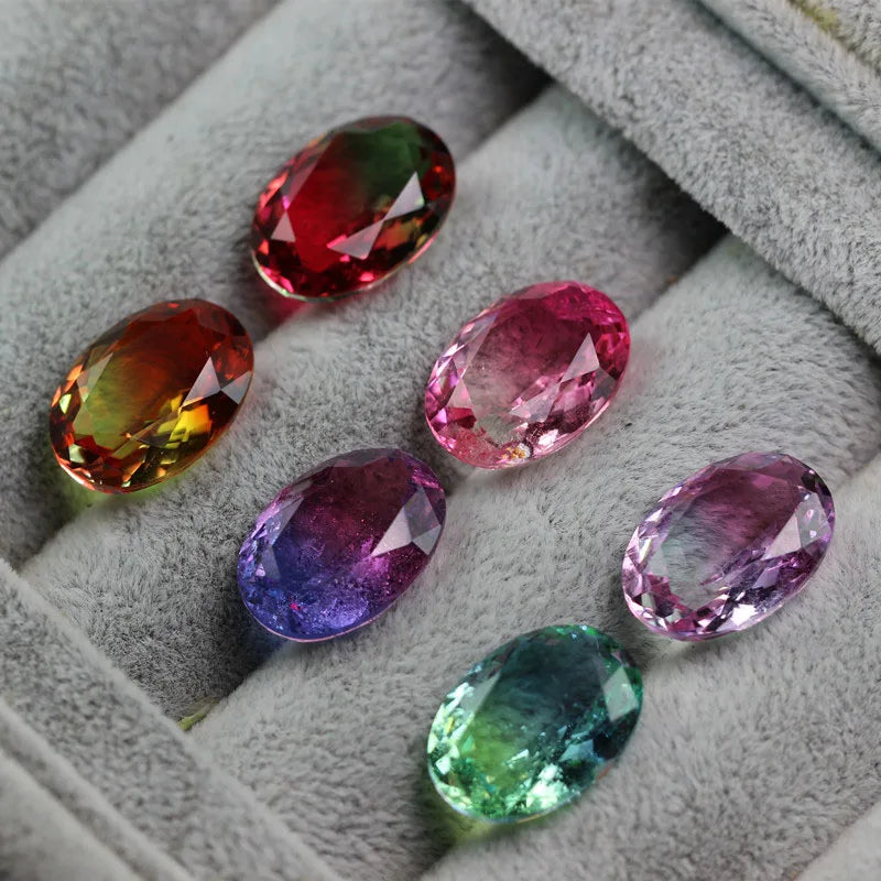 Bi-Colored Watermelon Tourmaline Mat Beads Stone 13X18mm