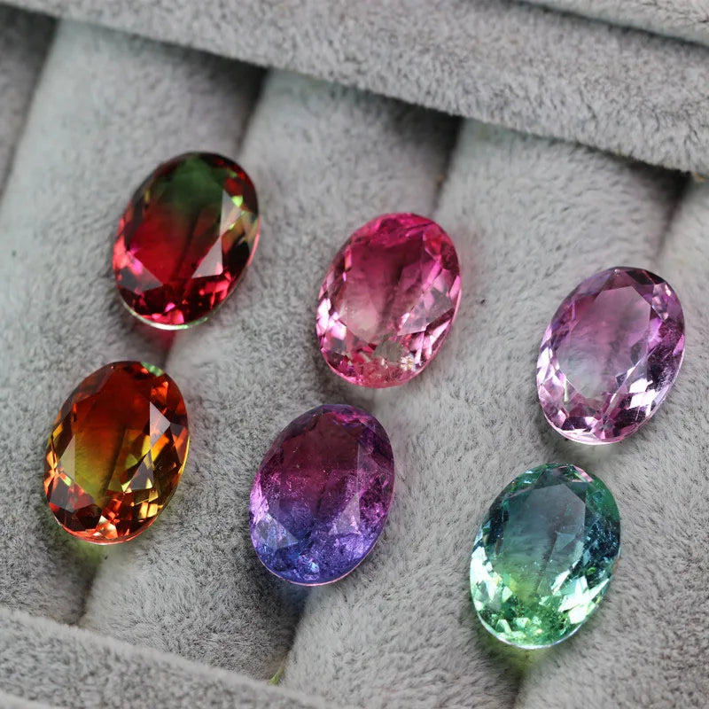 Bi-Colored Watermelon Tourmaline Mat Beads Stone 13X18mm