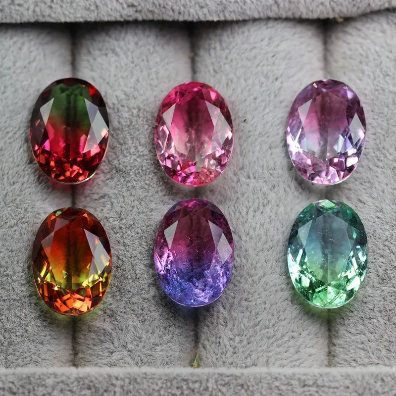 Bi-Colored Watermelon Tourmaline Mat Beads Stone 13X18mm