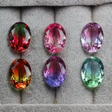 Bi-Colored Watermelon Tourmaline Mat Beads Stone 13X18mm