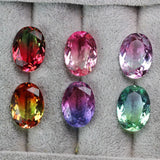 Bi-Colored Watermelon Tourmaline Mat Beads Stone 13X18mm