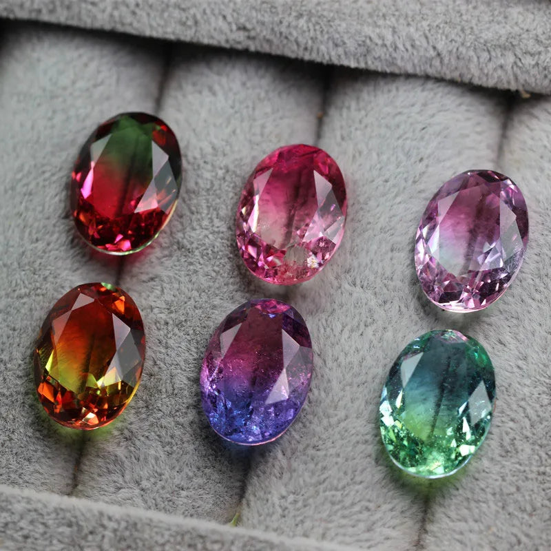 Bi-Colored Watermelon Tourmaline Mat Beads Stone 13X18mm