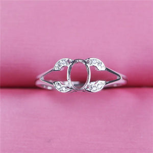 Adjustable Oval Silver 925 Ring Base for DIY Gemstone Jewelry