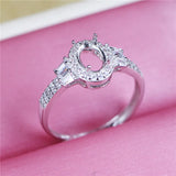 Adjustable Oval Silver 925 Ring Base for DIY Gemstone Jewelry