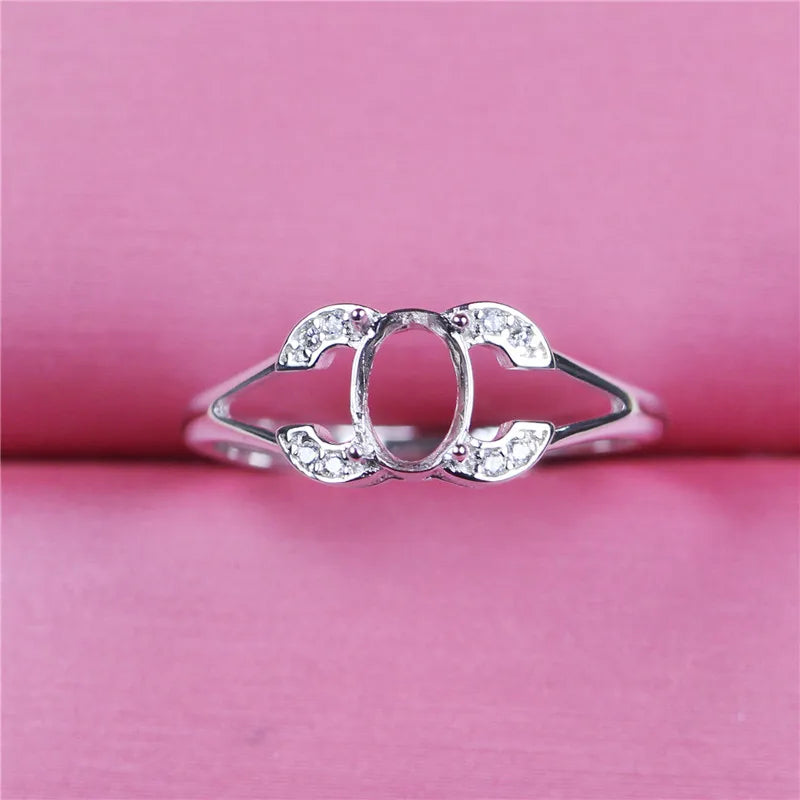 Adjustable Oval Silver 925 Ring Base for DIY Gemstone Jewelry