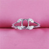 Adjustable Oval Silver 925 Ring Base for DIY Gemstone Jewelry