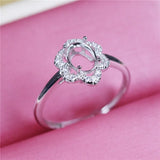 Adjustable Oval Silver 925 Ring Base for DIY Gemstone Jewelry