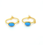 Turquoise Mini Huggie Hoops 925 Sterling Silver Earrings