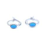 Turquoise Mini Huggie Hoops 925 Sterling Silver Earrings