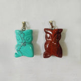 12pc Owl Stone Pendants for Jewelry Making Mixed Animal Carving Necklaces