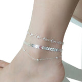 Set of 3 Anklets with Rhinestone in Mixed Chains