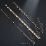 Set of 3 Anklets with Rhinestone in Mixed Chains