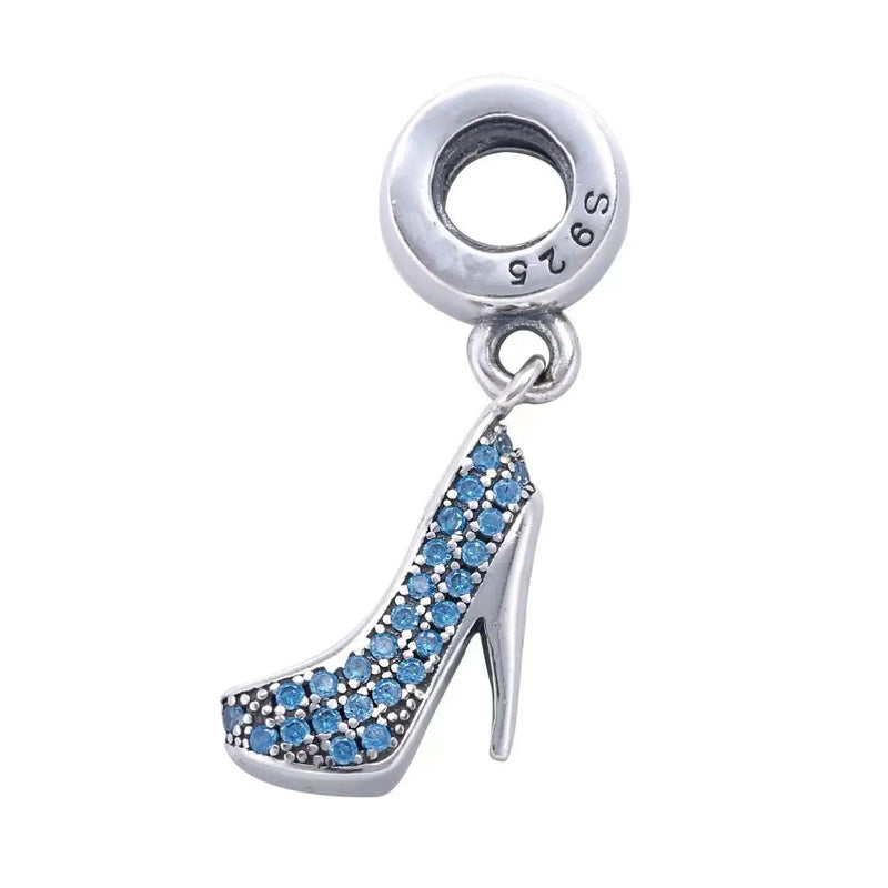 S925 Silver Bracelet with Crystal High-Heeled Shoe Pendant