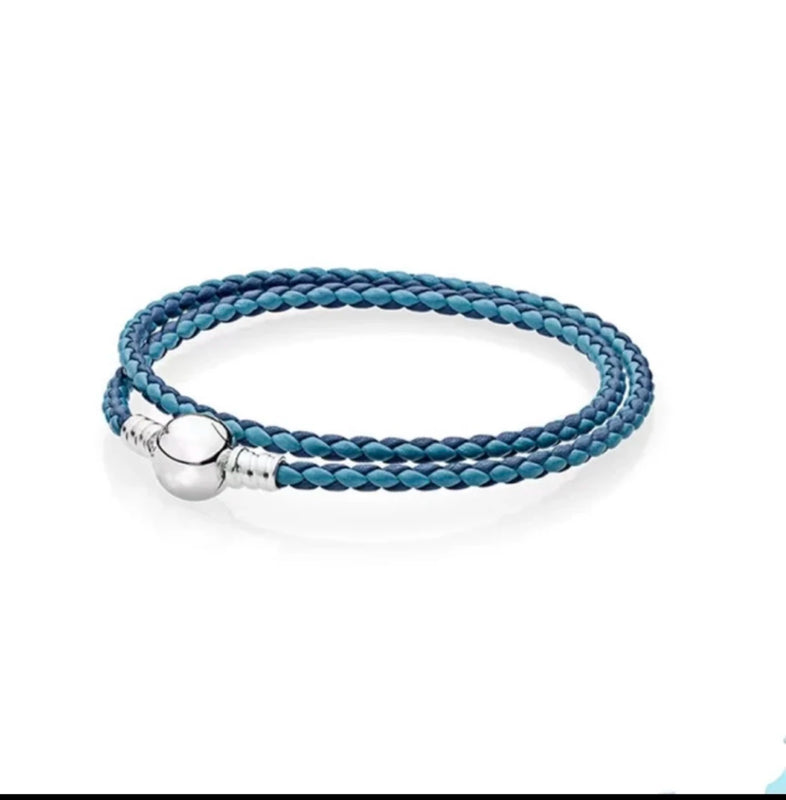 S925 Double Circle Leather Buckle Bracelet - Surprise Gift