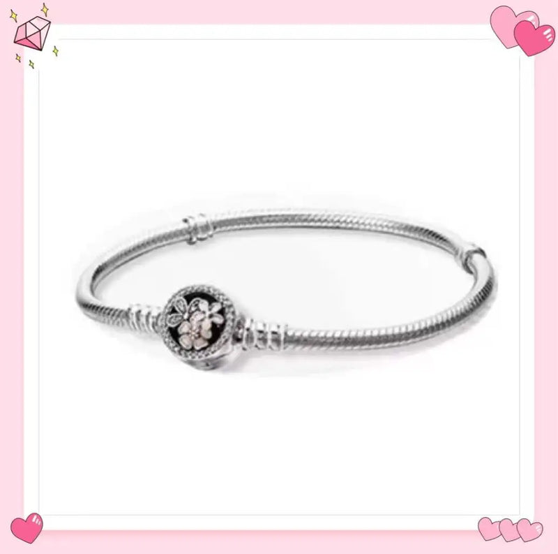 S925 Sterling Silver Magnolia Flower Bracelet DIY String Accessories