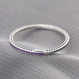 925 Sterling Silver Enamel Love Hollow Out Shining Buckle Bracelet