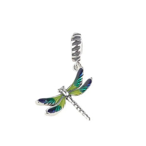 Beaded Cartoon Dragonfly 925 Silver Pendant for DIY Bracelet Necklace